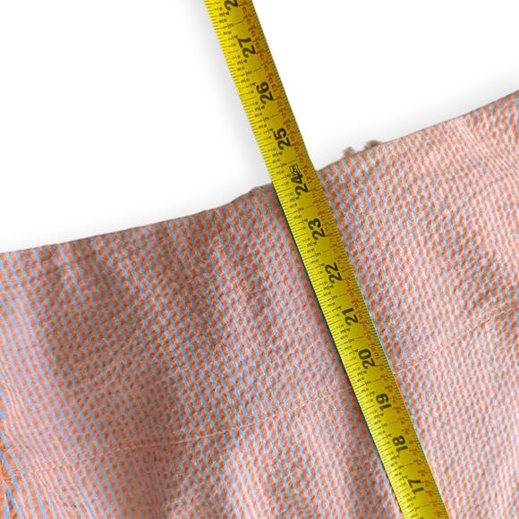 90s Y2k Gathered Seersucker Skirt Sz 8 Peach Blue Pink Stripe EUC - Picture 5 of 8
